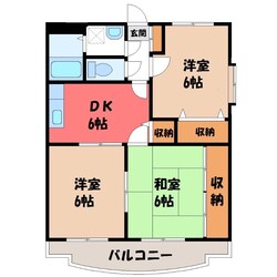 新栃木駅 徒歩15分 2階の物件間取画像